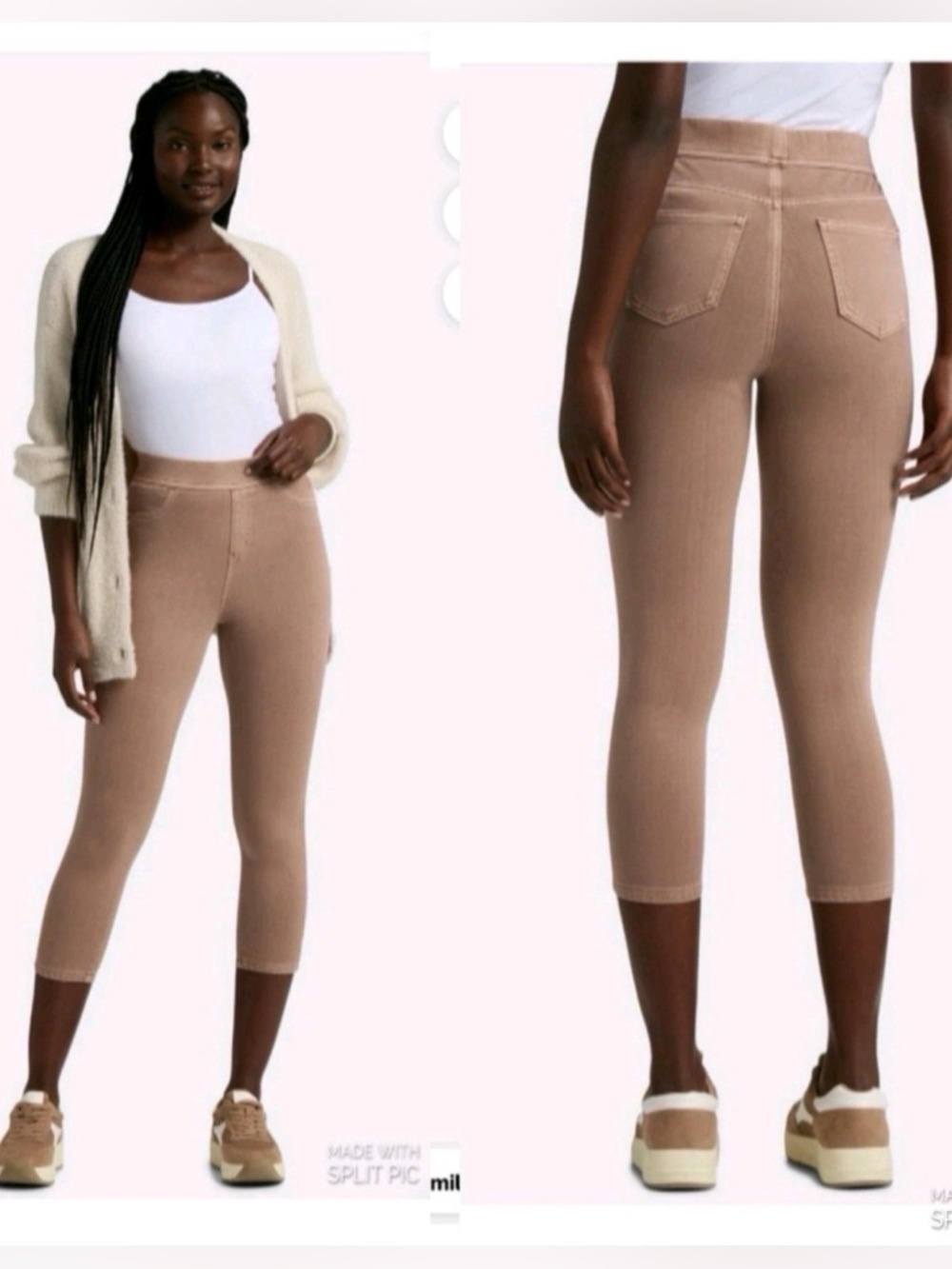 Time & Tru jegging stretch capri pants pinkish beige size XL pull on